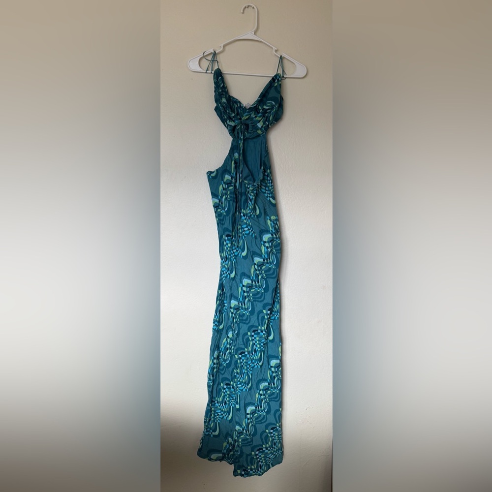 O'Neill Teal Backless Maxi Dress Halter Beach Cute Dress #003 - Picture 5 of 7
